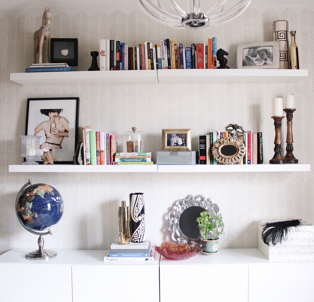 How do you make shelves look stylish easily?